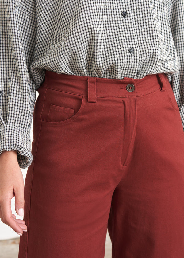 Rust red cotton trousers