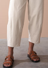Oatmeal soft barrel leg cotton trouser