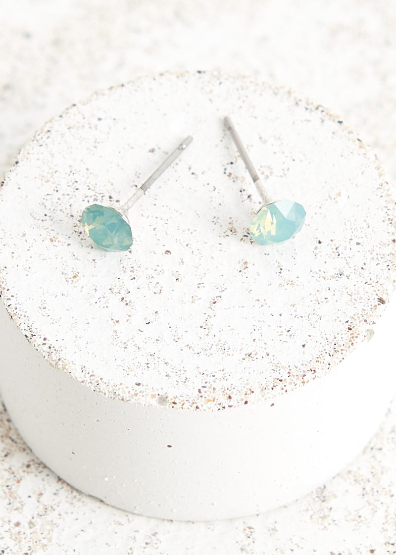 Aqua crystal stud earrings