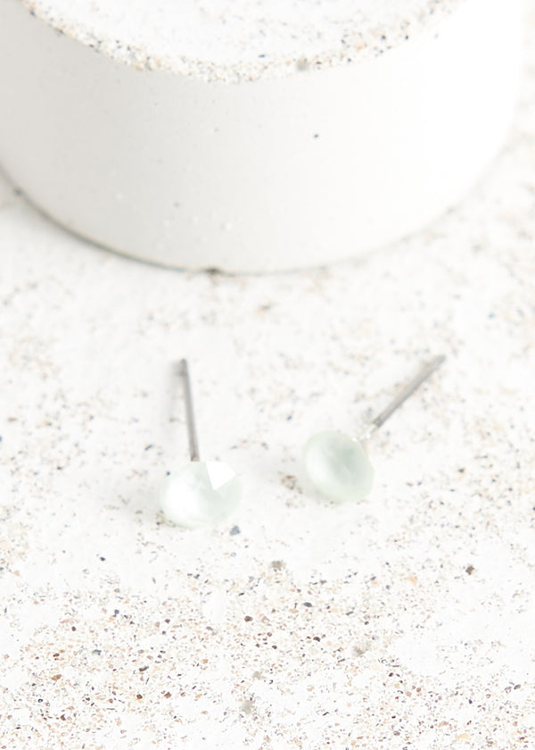 Light green crystal stud earrings