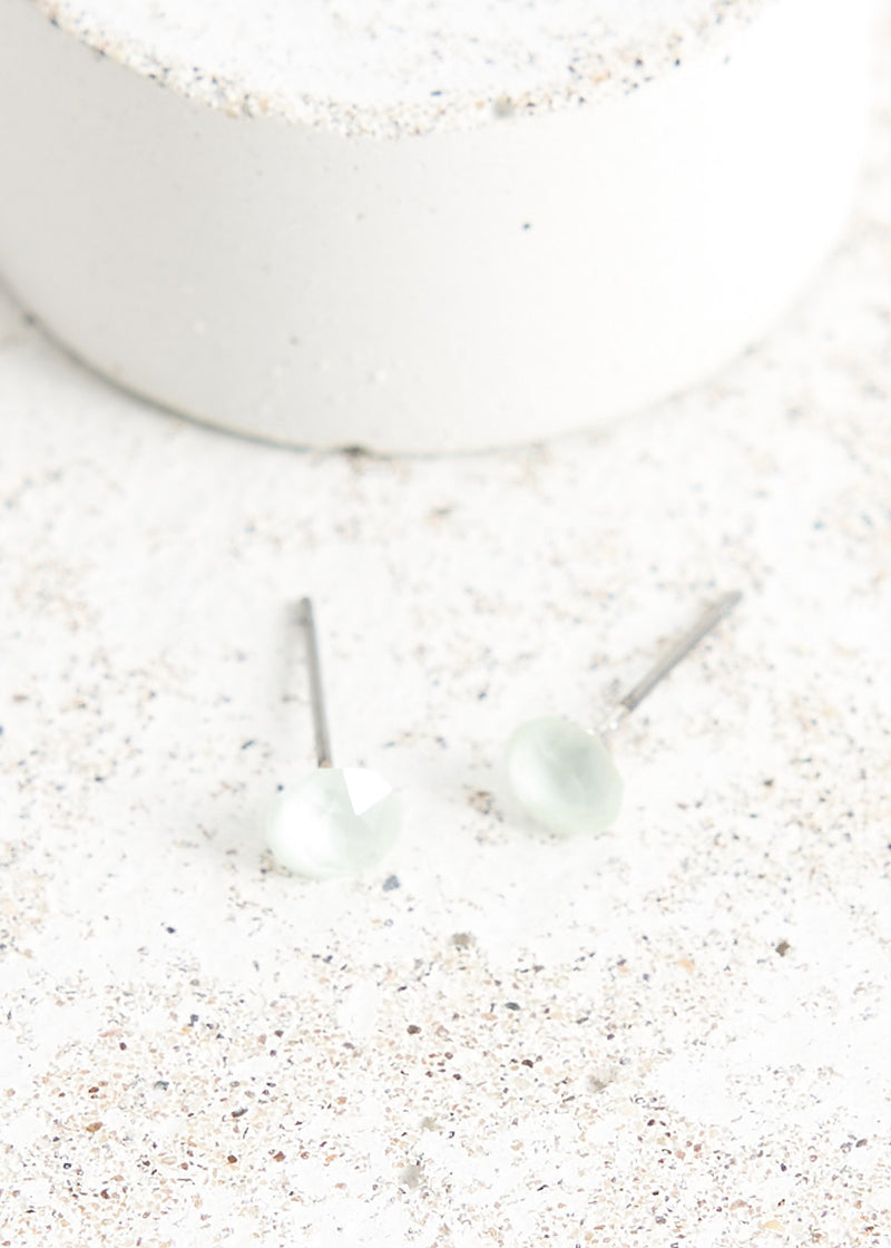 Light green crystal stud earrings