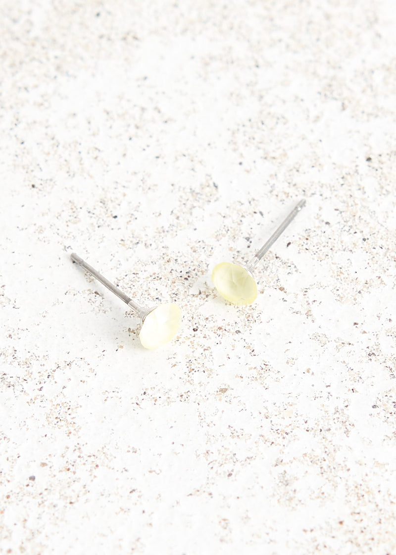 Pale yellow crystal stud earrings