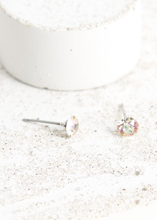 Pale pink crystal stud earrings