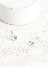 Pale green crystal stud earrings