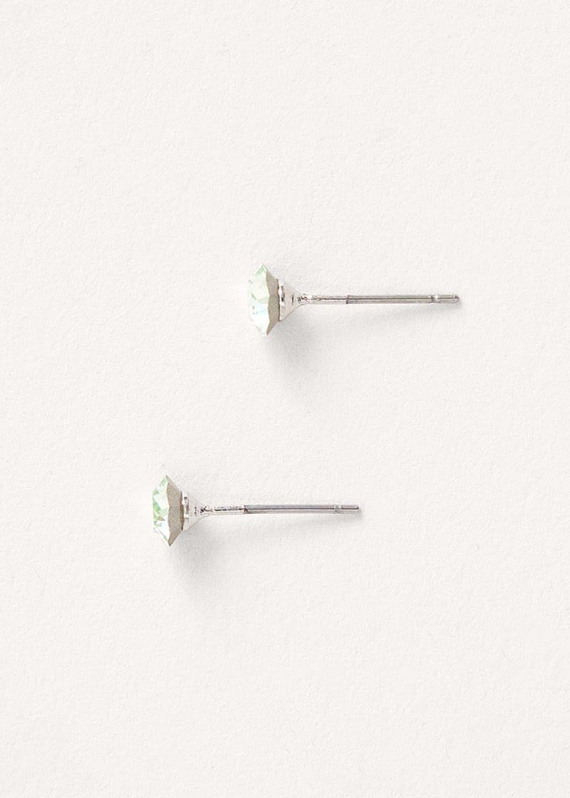 Pale green crystal stud earrings