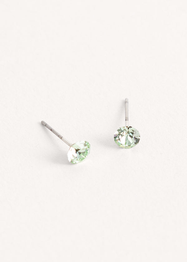 Pale green crystal stud earrings