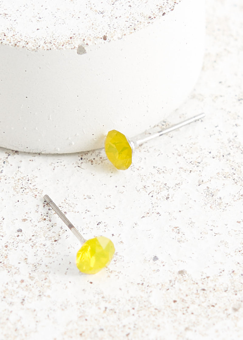 Yellow crystal stud earrings