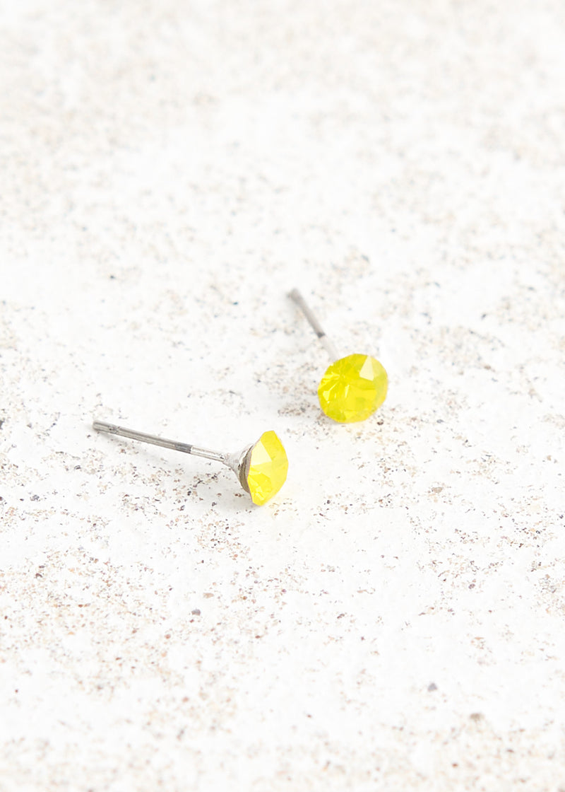 Yellow crystal stud earrings