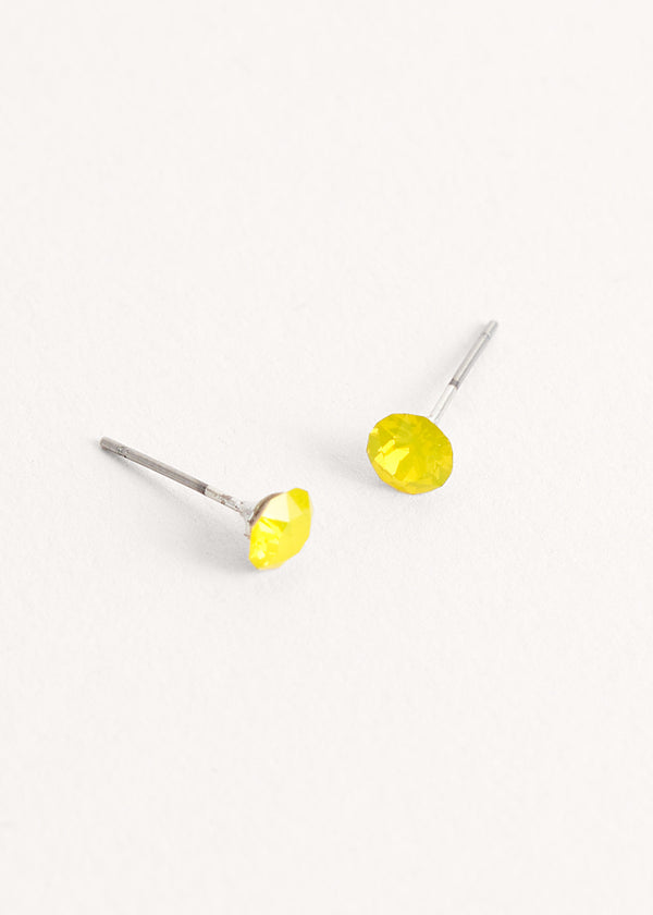 Yellow crystal stud earrings
