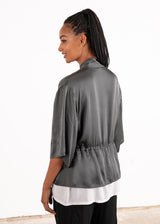 Grey metallic satin jacket