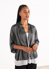 Grey metallic satin jacket