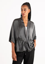 Grey metallic satin jacket