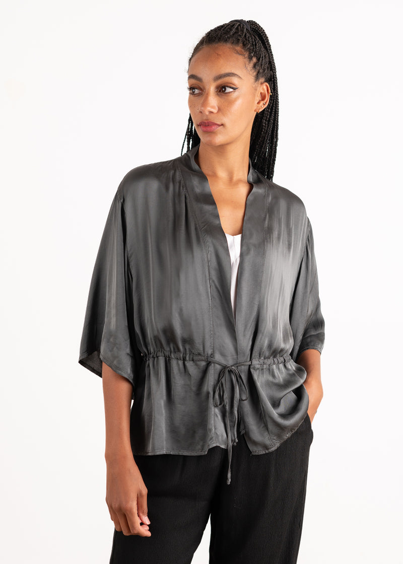 Grey metallic satin jacket