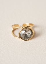 ESTELLA LARGE CRYSTAL RING - GREY