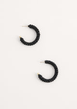 Black beaded hoop earrings