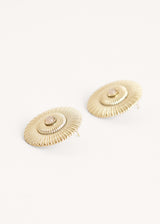 Gold textured earrings with rose quartz crystal
