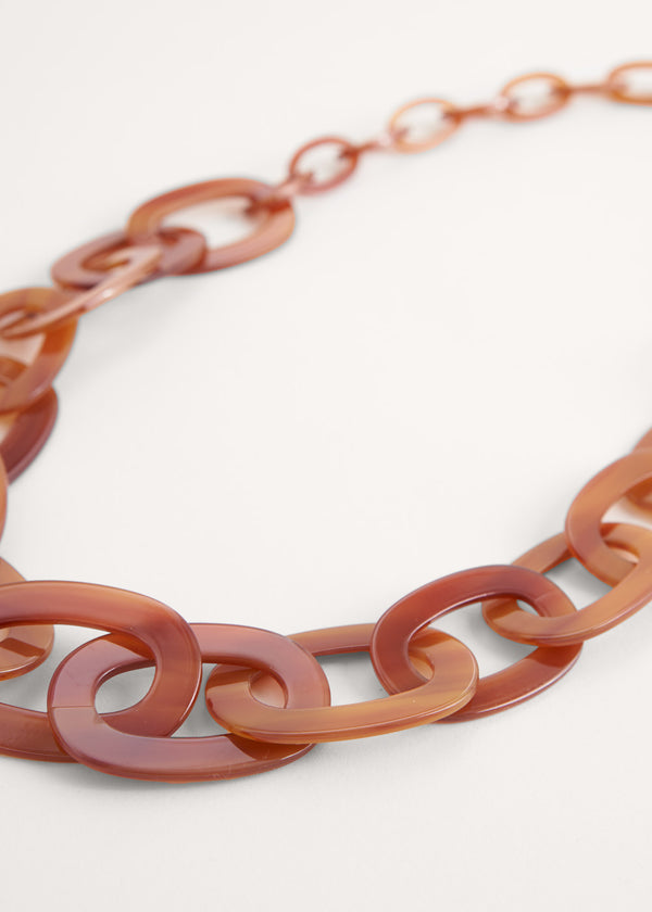 Brown resin link necklace