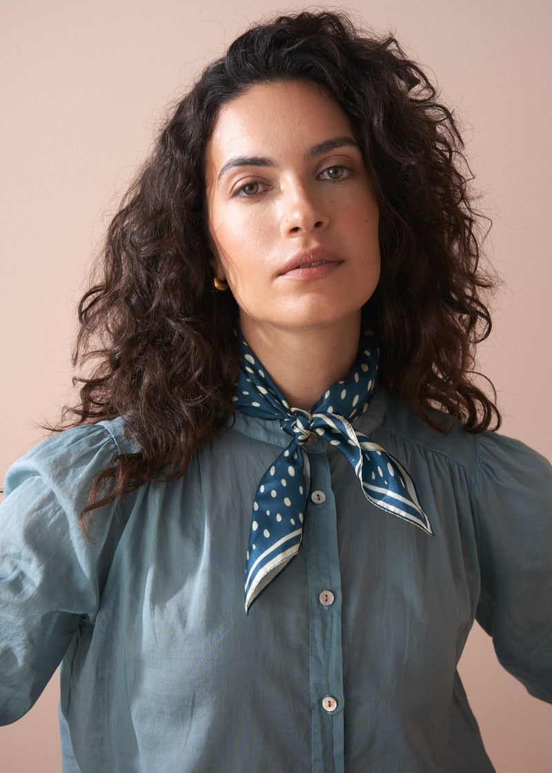 Faith Spot Silk Neckerchief - Blue | Accessories | BUSBY & FOX