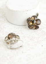 Brown floral crystal earrings