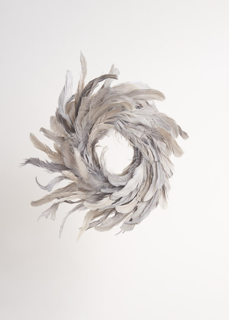 Grey feather wreath