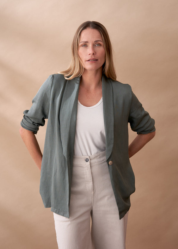 Dusky green relaxed blazer jacket
