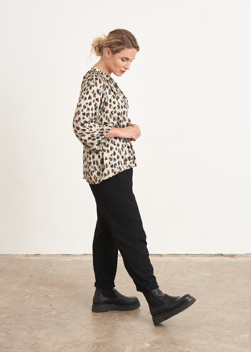 Brush print blouse top