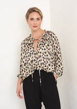 Brush print blouse top