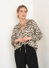 Brush print blouse top