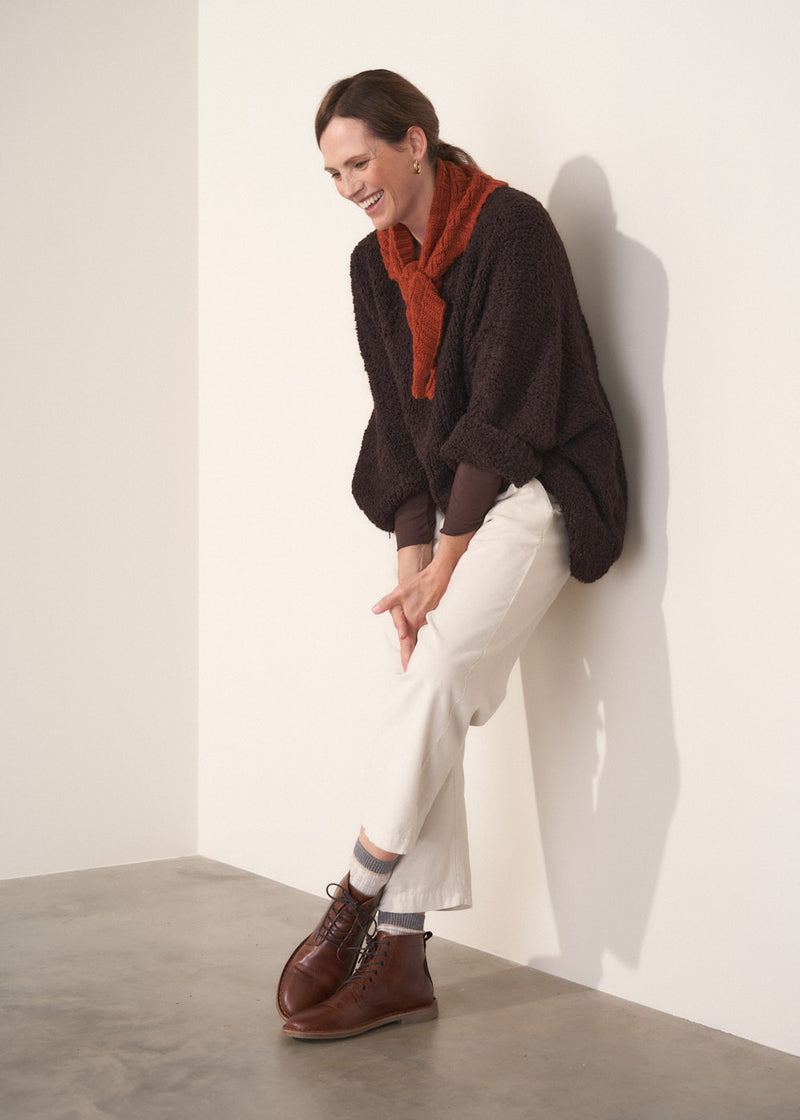 TRUDI KNIT NECKERCHIEF SCARF - TERRACOTTA