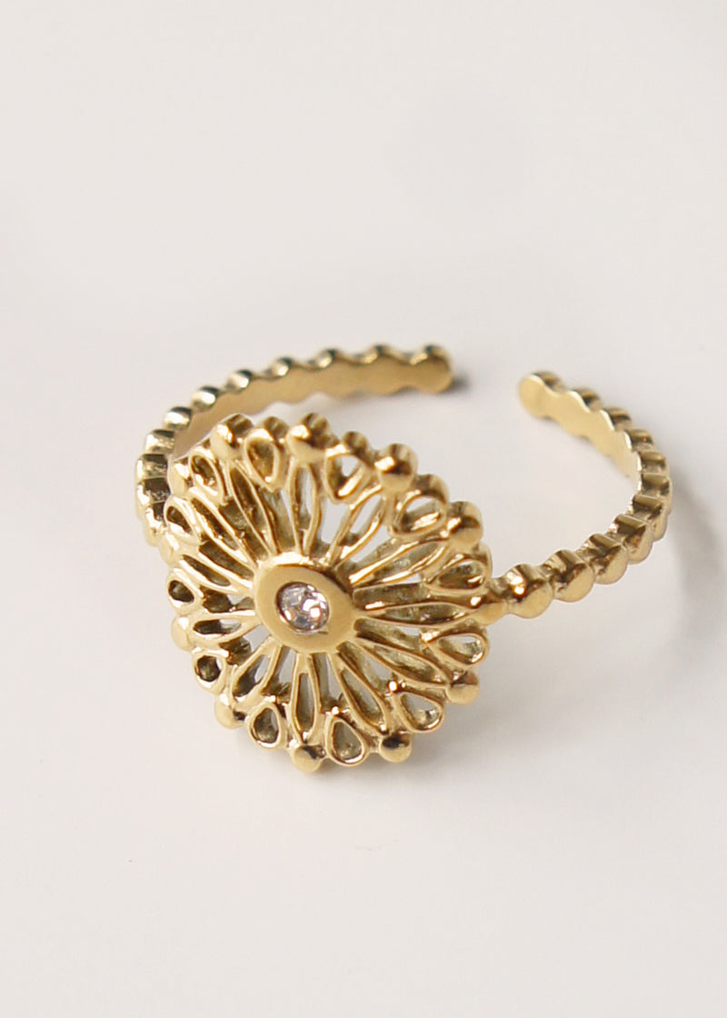 Gold ring with diamante detail