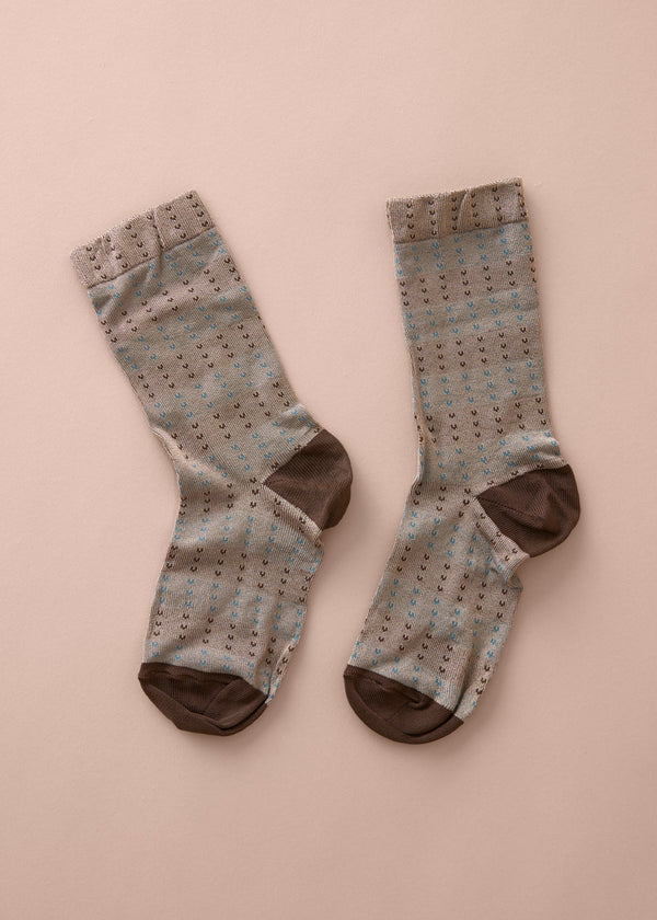 RANDI PATTERNED SOCKS - BROWN