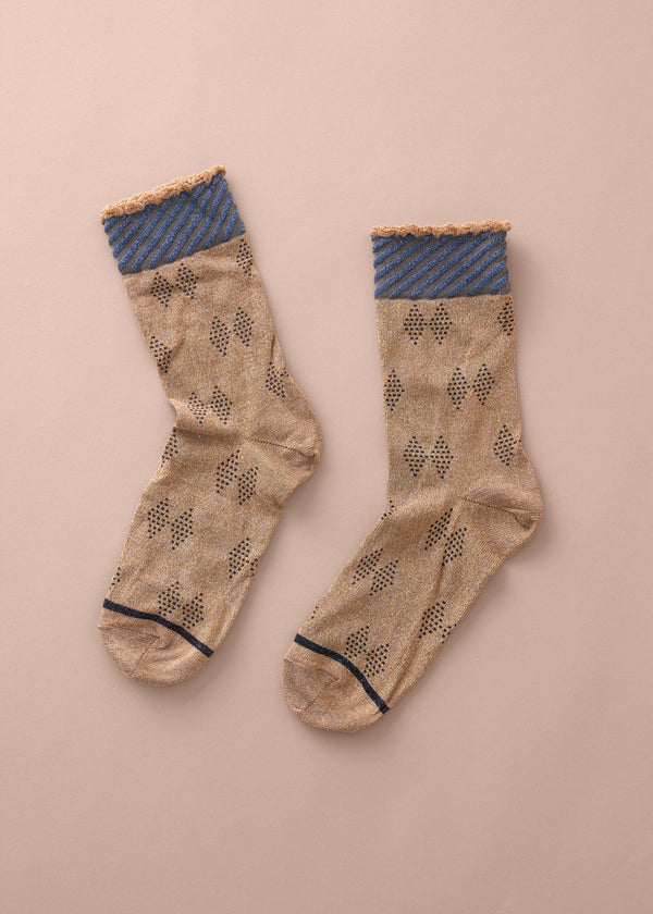 FLORA GLITTER SOCKS - TAN