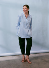 Longline light blue cotton shirt
