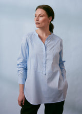 Longline light blue cotton shirt