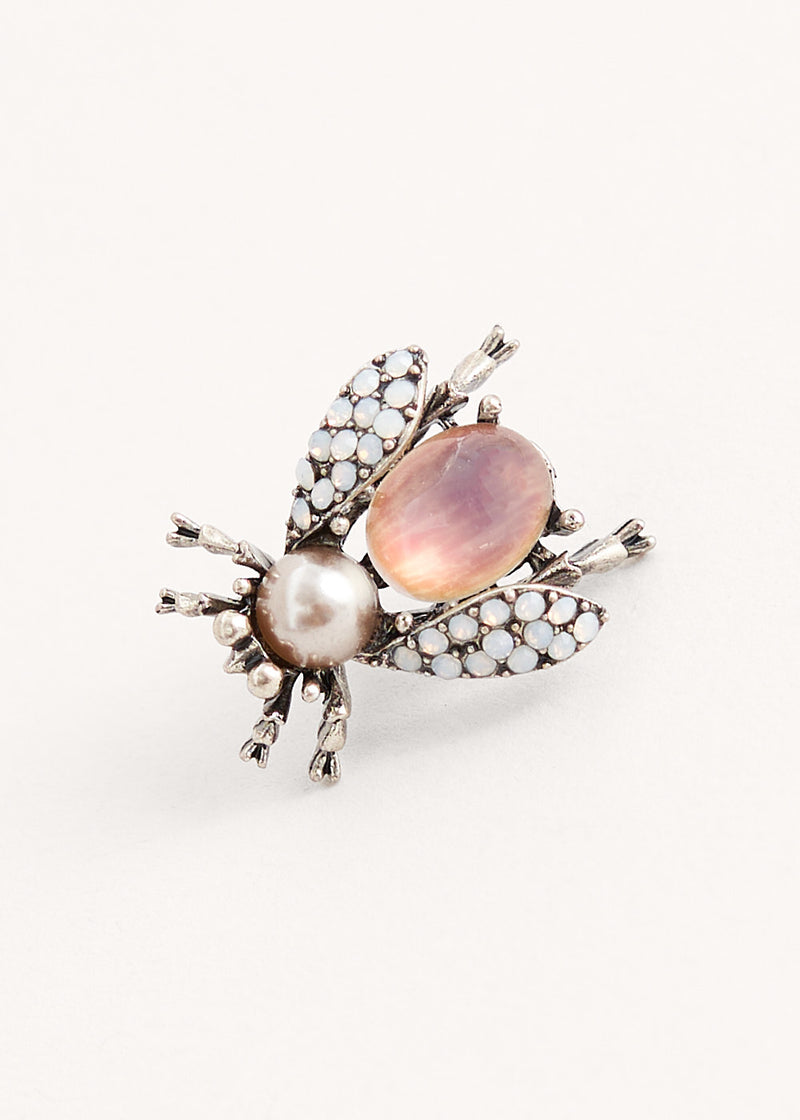 Pink insect embellished brooch