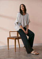 Black long leg jersey flared trousers
