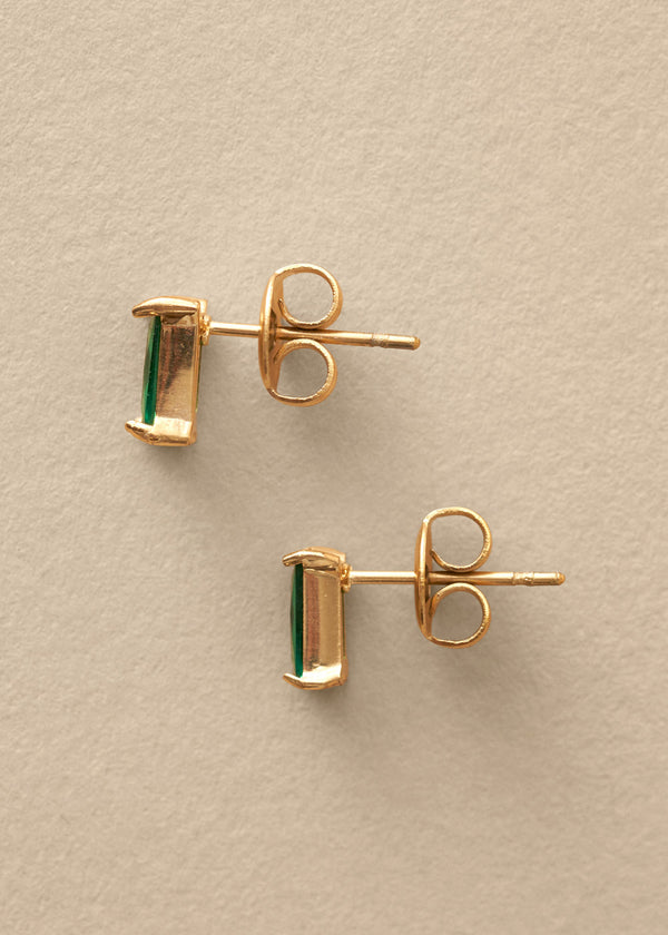 FREDA GEM STUD EARRINGS - GREEN