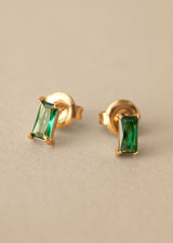 FREDA GEM STUD EARRINGS - GREEN