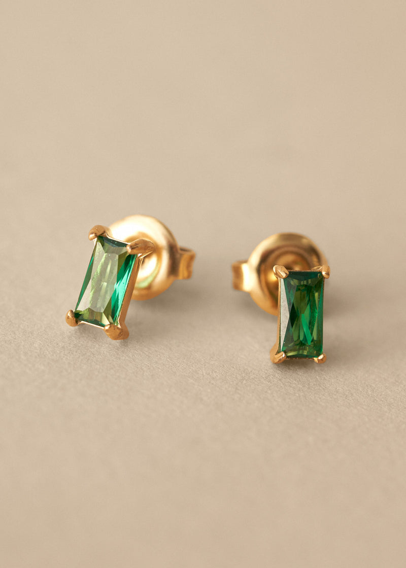 FREDA GEM STUD EARRINGS - GREEN
