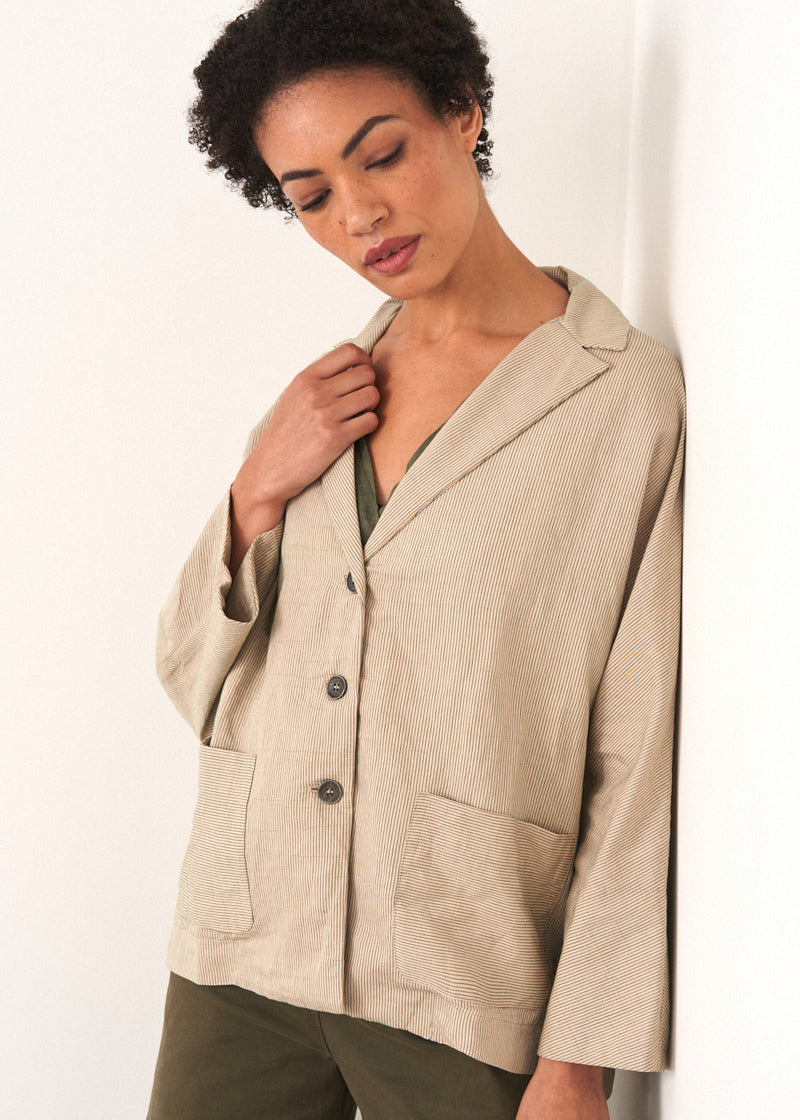 Oatmeal pale stripe jacket