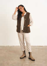 Brown fluffy gilet jacket