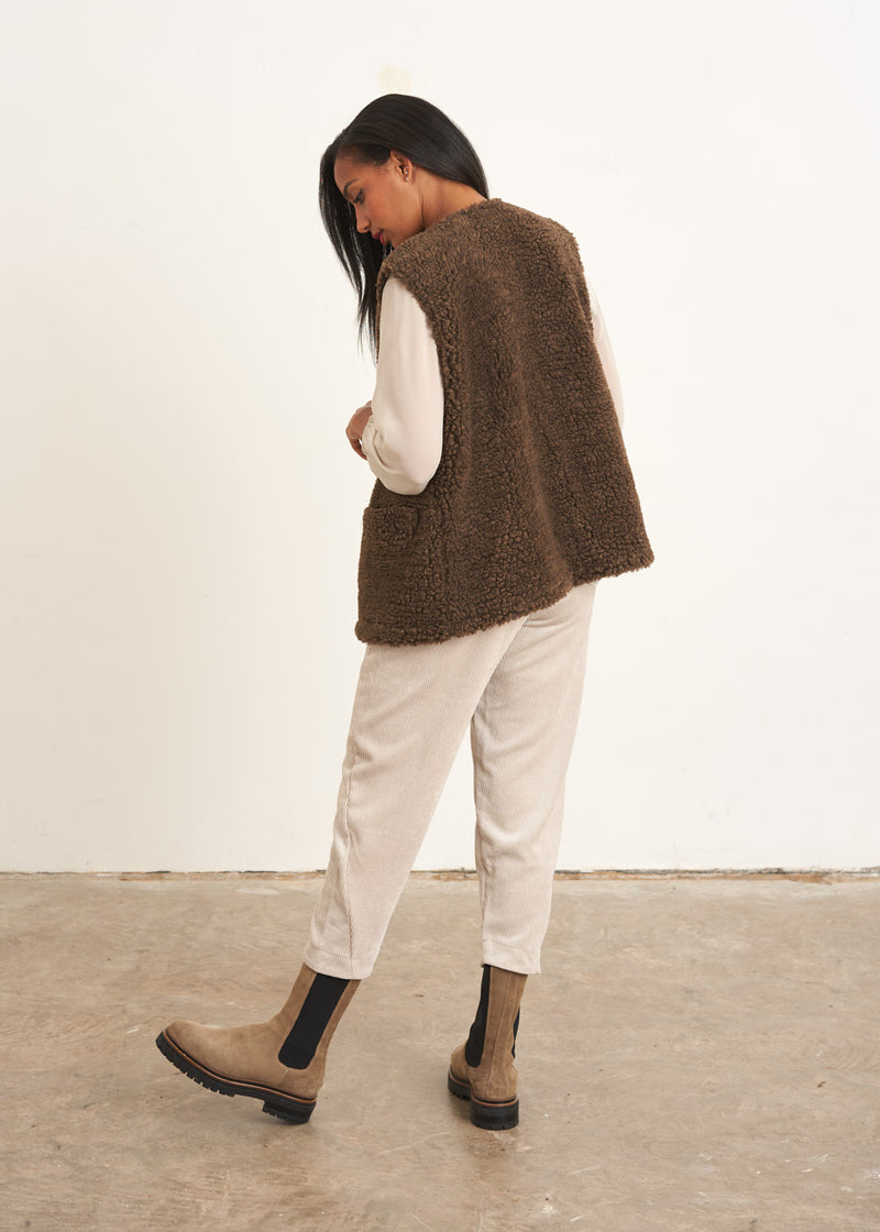 Brown fluffy gilet jacket