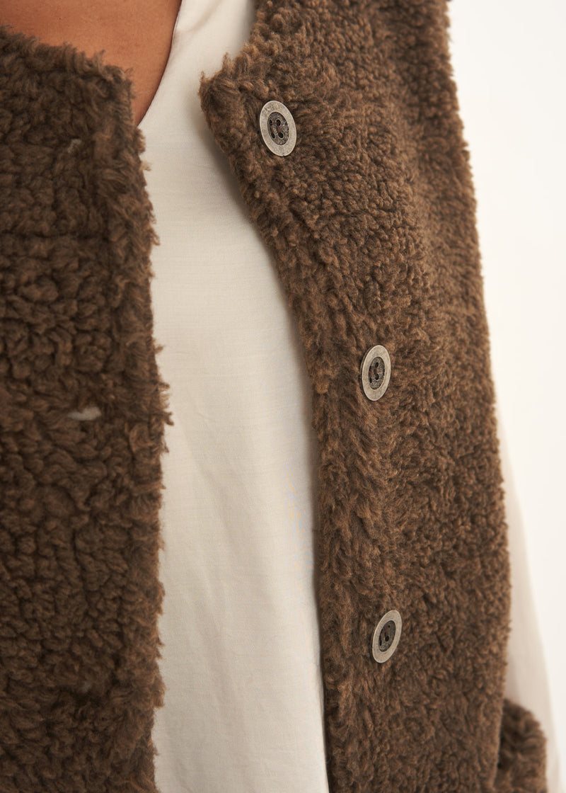 Brown fluffy gilet jacket
