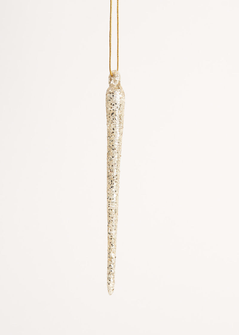 Glittery glass icicle decoration