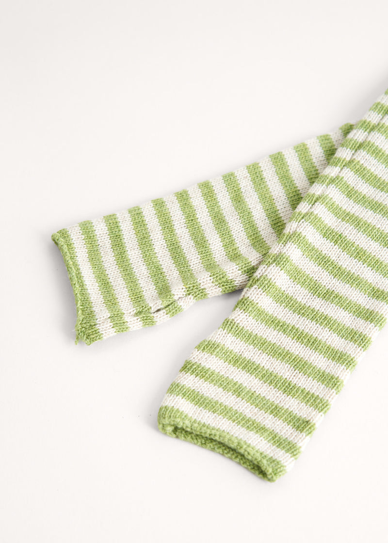 Green stripe cashmere wristwarmers