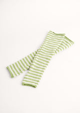 Green stripe cashmere wristwarmers