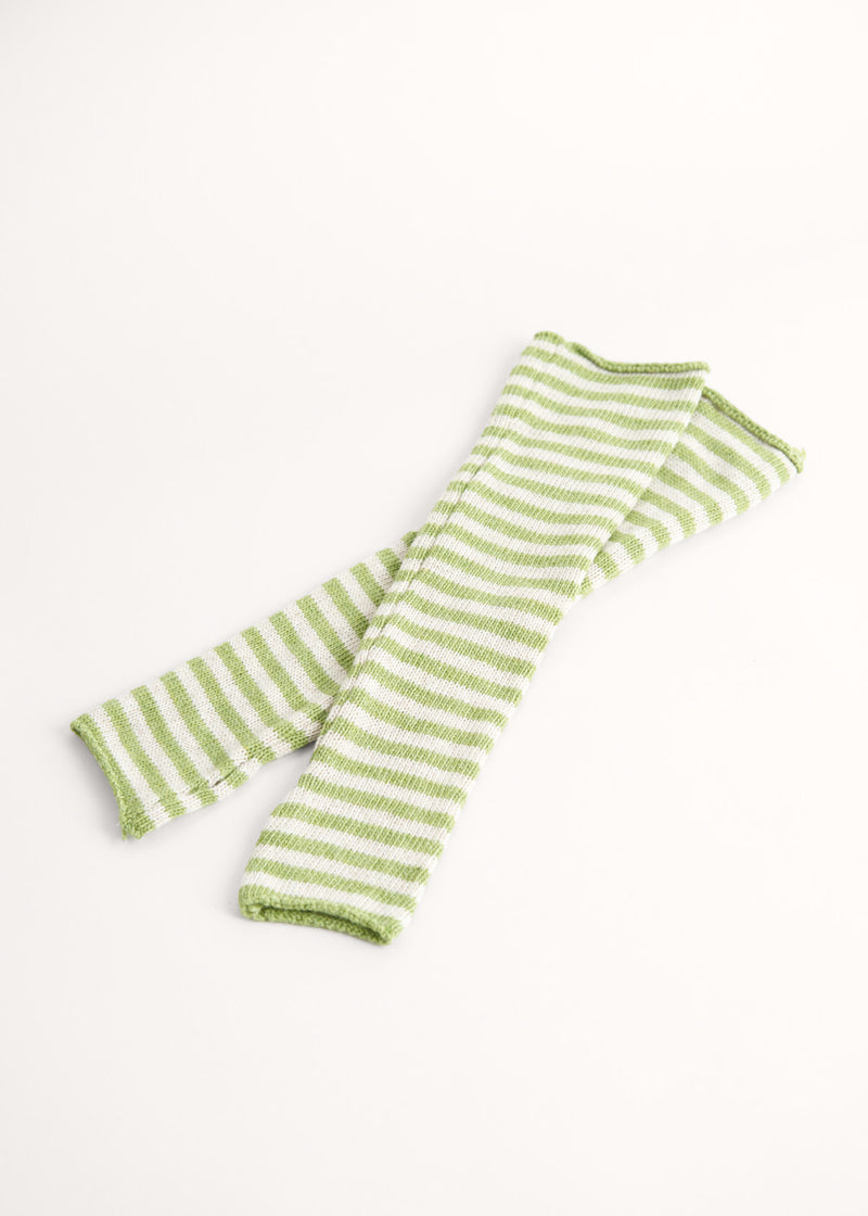 Green stripe cashmere wristwarmers