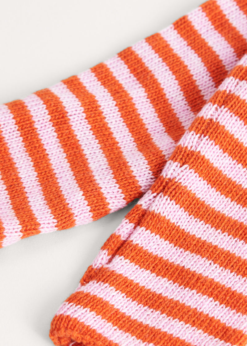 GLORIA STRIPE CASHMERE MIX WRIST WARMERS - ORANGE