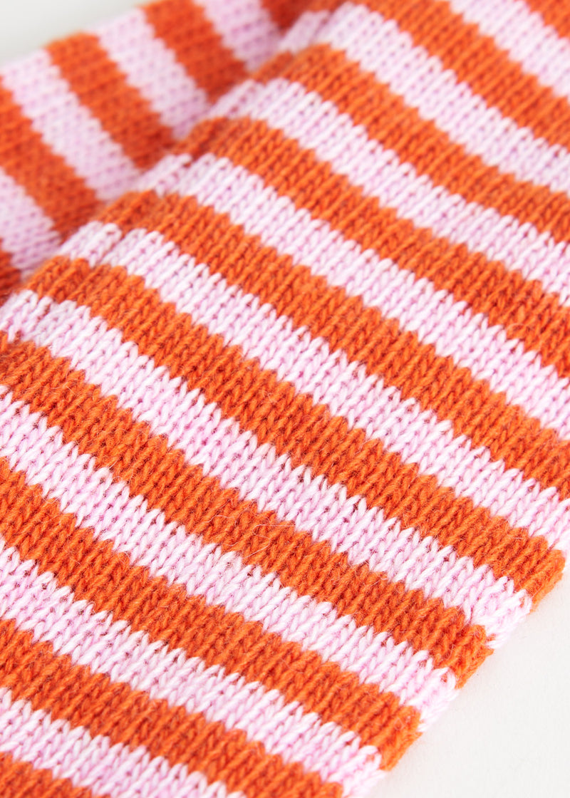 GLORIA STRIPE CASHMERE MIX WRIST WARMERS - ORANGE