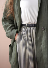 Khaki oversized linen duster coat